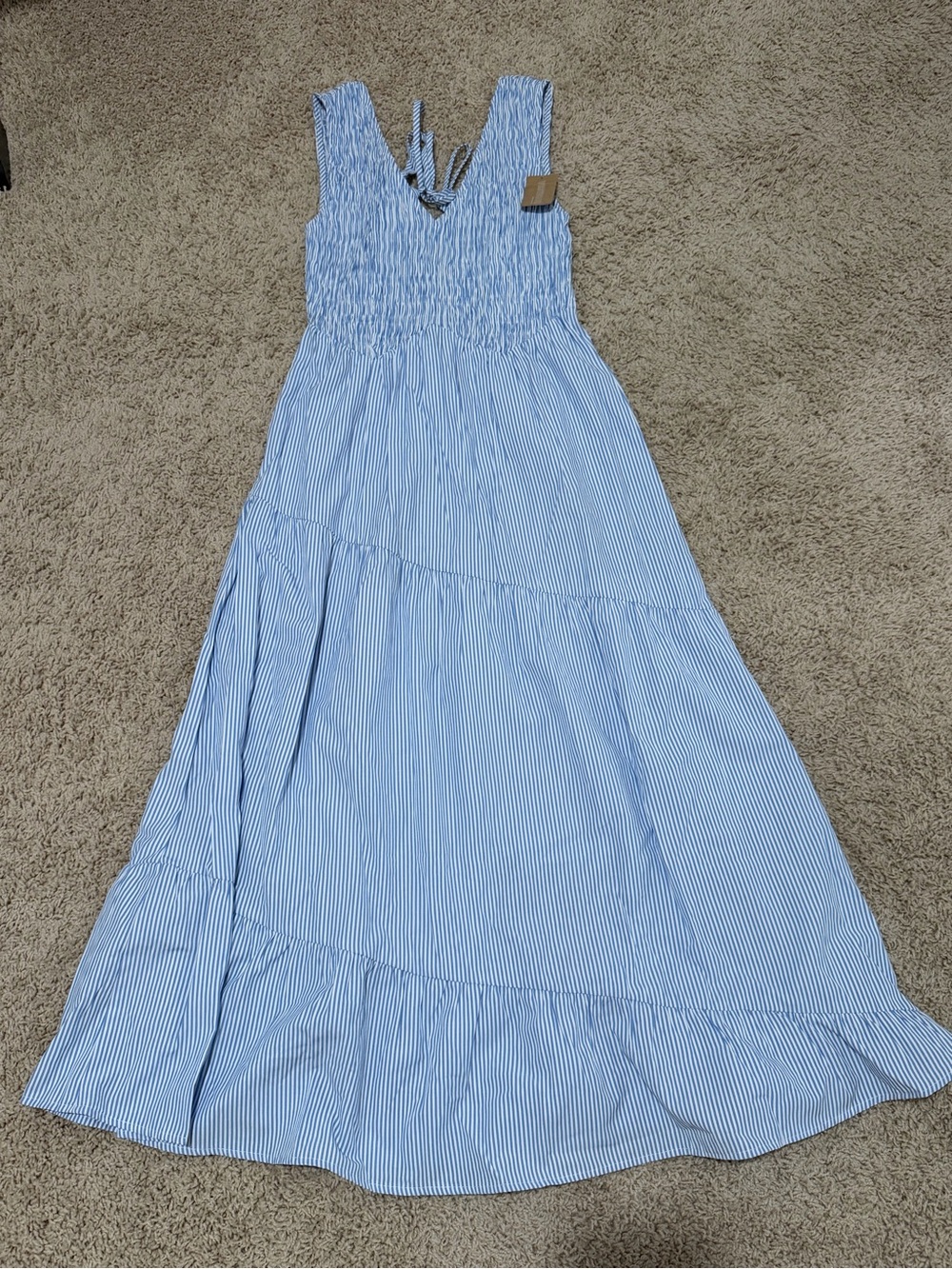 Vestique Blue & White Striped Tie-Back Maxi Dress - Picture 3 of 6